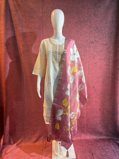 3-Piece Kurthi Set Top Bottom &amp Dupatta |TBS0054