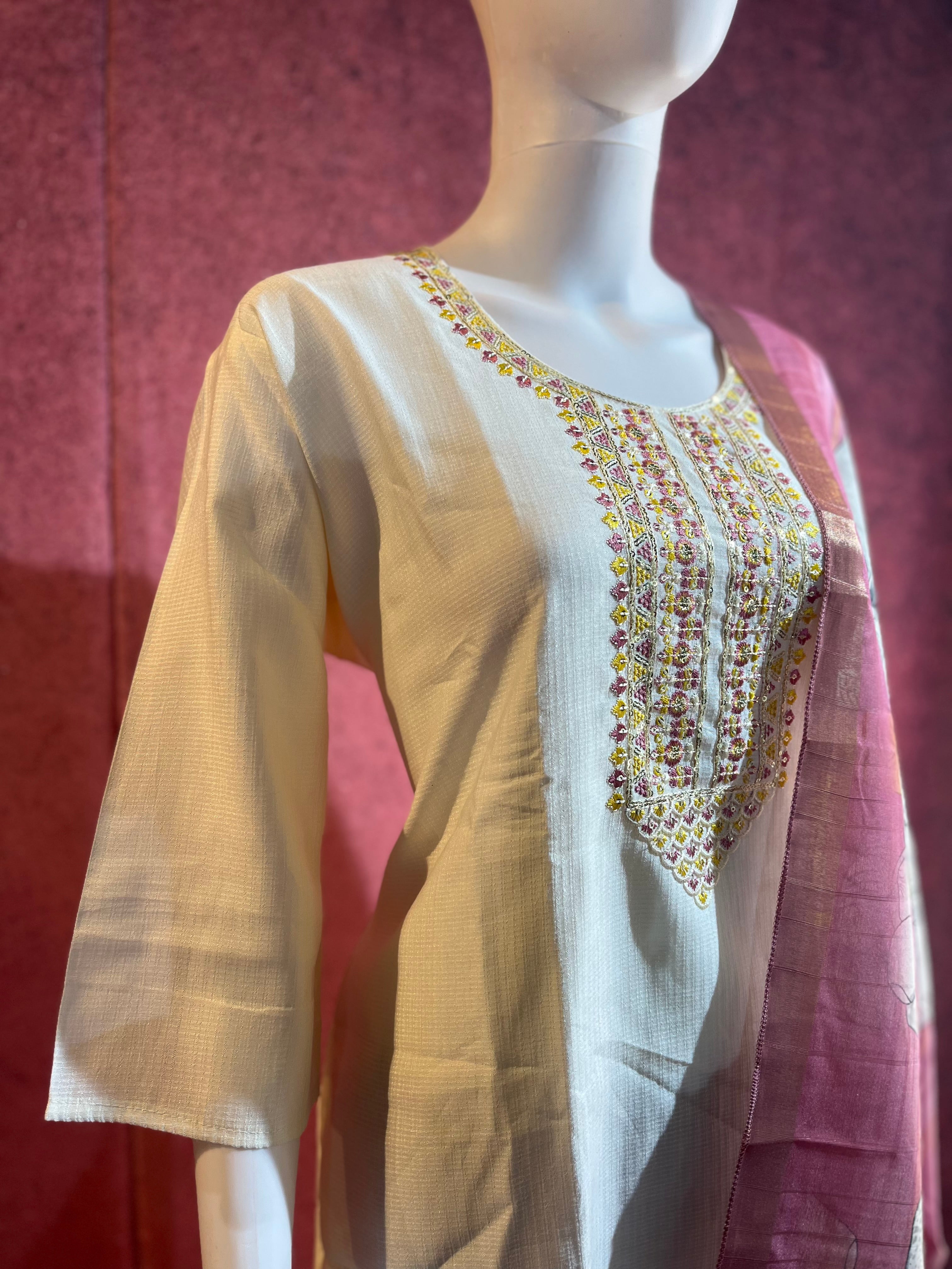 3-Piece Kurthi Set Top Bottom &amp Dupatta |TBS0054