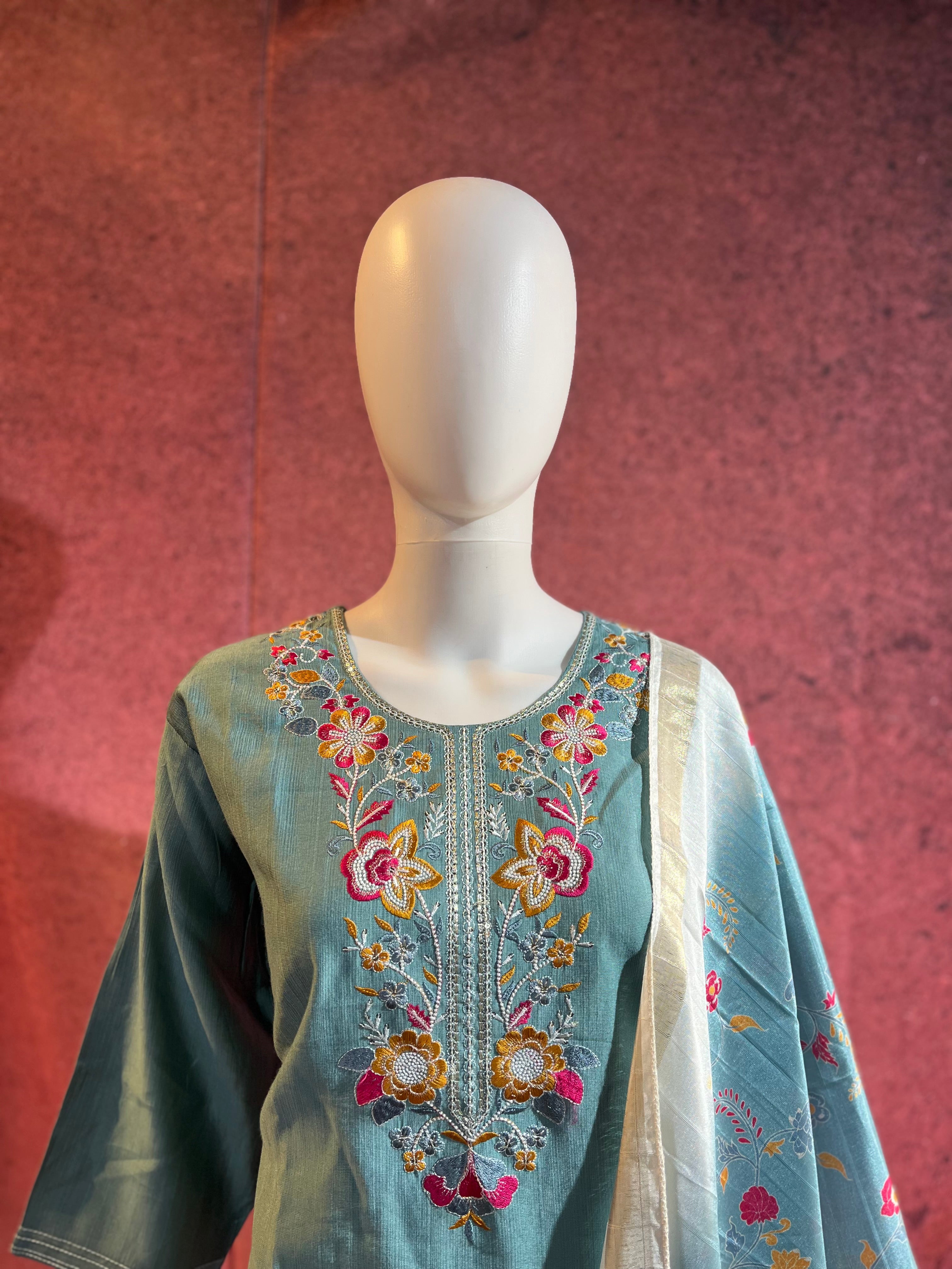 3-Piece Kurthi Set Top Bottom &amp Dupatta |TBS0051
