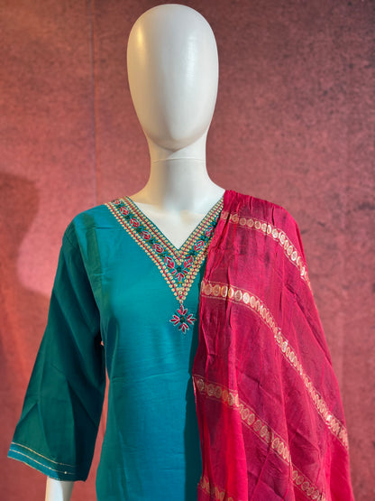 3-Piece Kurthi Set Top Bottom &amp Dupatta |TBS0050