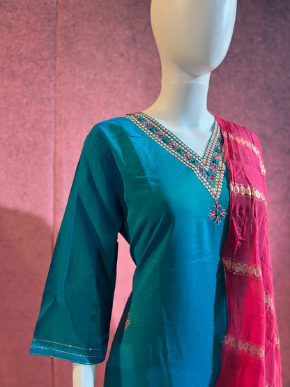 3-Piece Kurthi Set Top Bottom &amp Dupatta |TBS0050