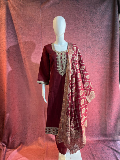 3-Piece Kurthi Set Top Bottom &amp Dupatta |TBS0049