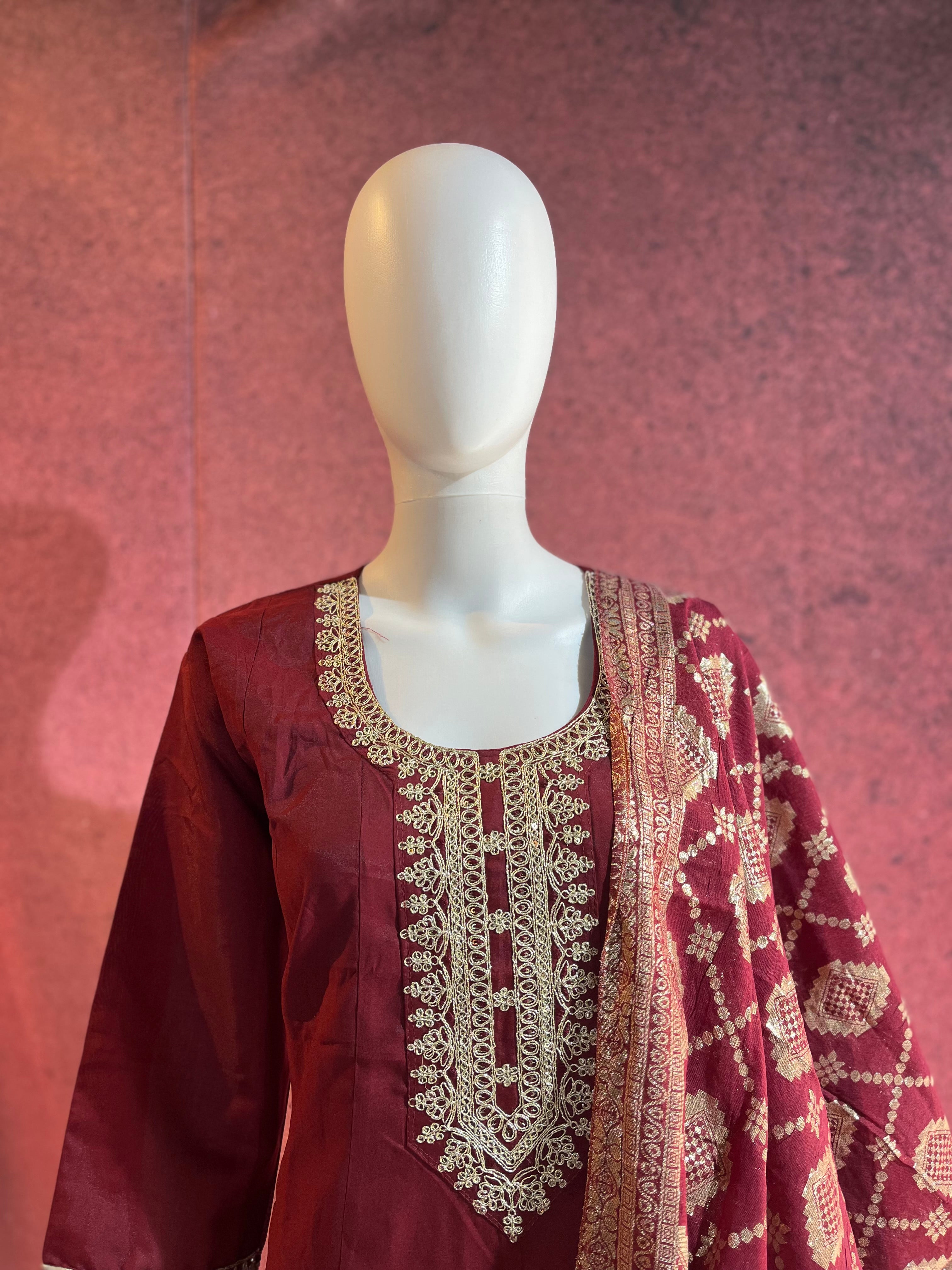 3-Piece Kurthi Set Top Bottom &amp Dupatta |TBS0049