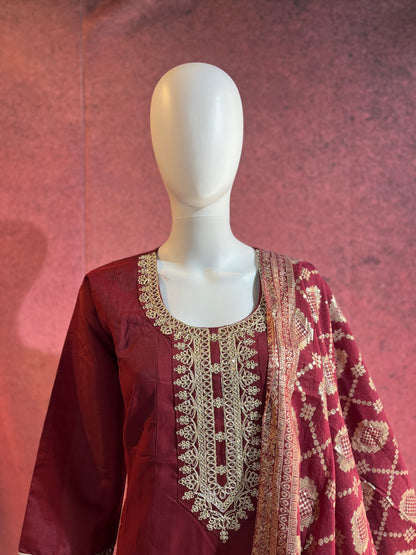 3-Piece Kurthi Set Top Bottom &amp Dupatta |TBS0049