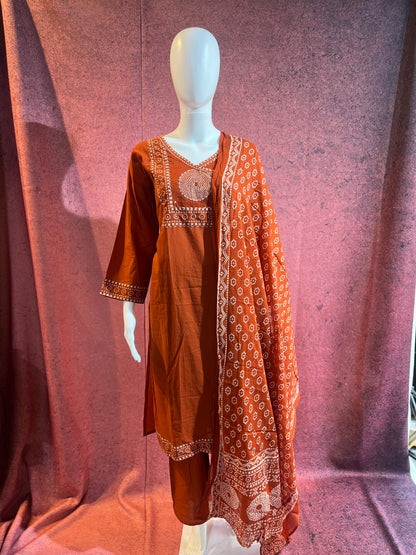 3-Piece Kurthi Set Top Bottom &amp Dupatta |TBS0044