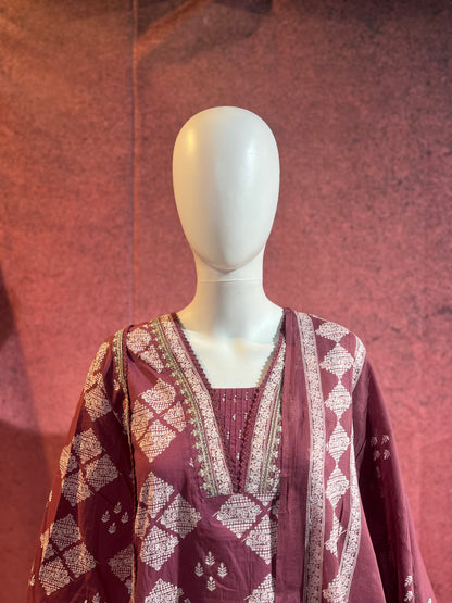 3-Piece Kurthi Set Top, Bottom &amp Dupatta |TBS0043