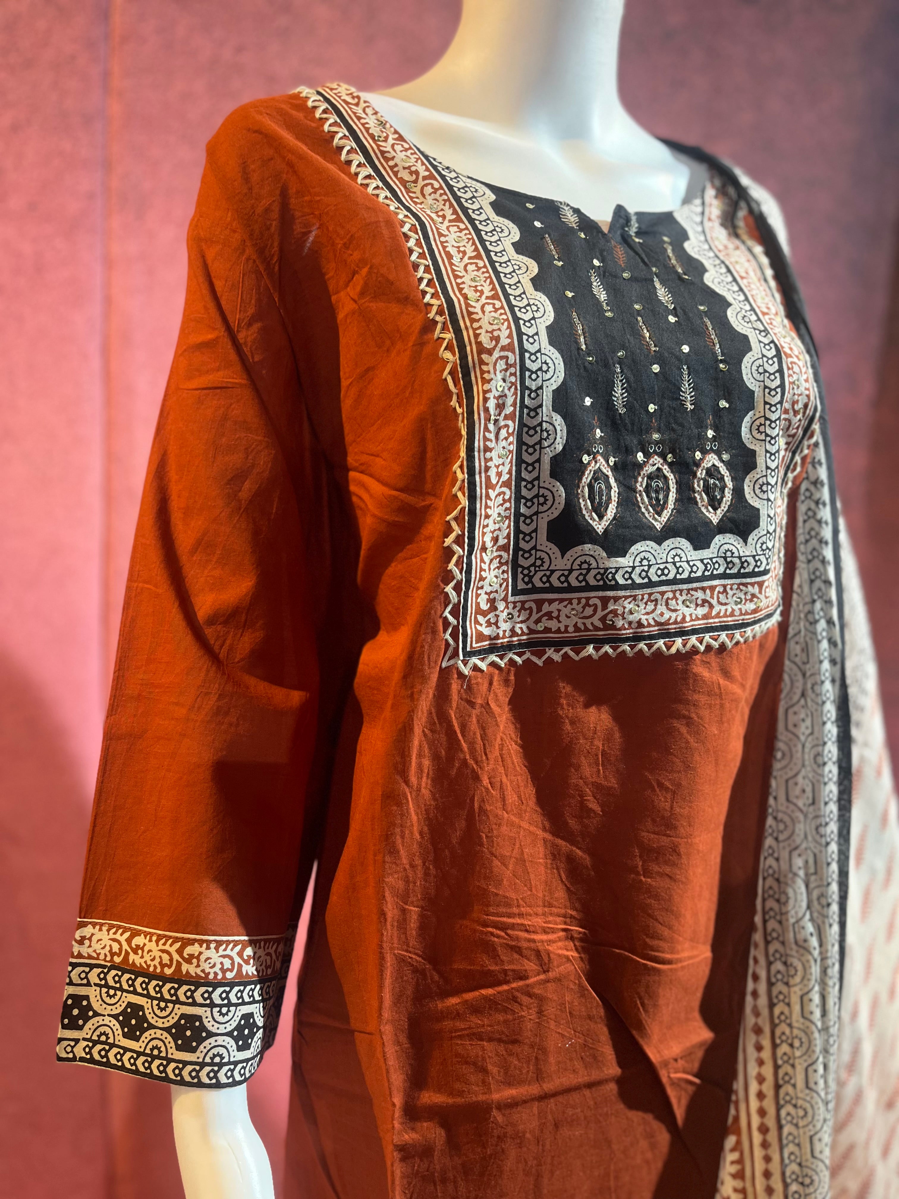 3-Piece Kurthi Set Kurthi Bottom &amp Dupatta |TBS0037