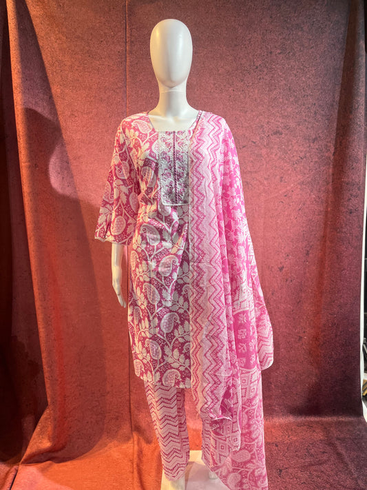 3-Piece Kurthi Set Kurthi Bottom &amp Dupatta |TBS0036