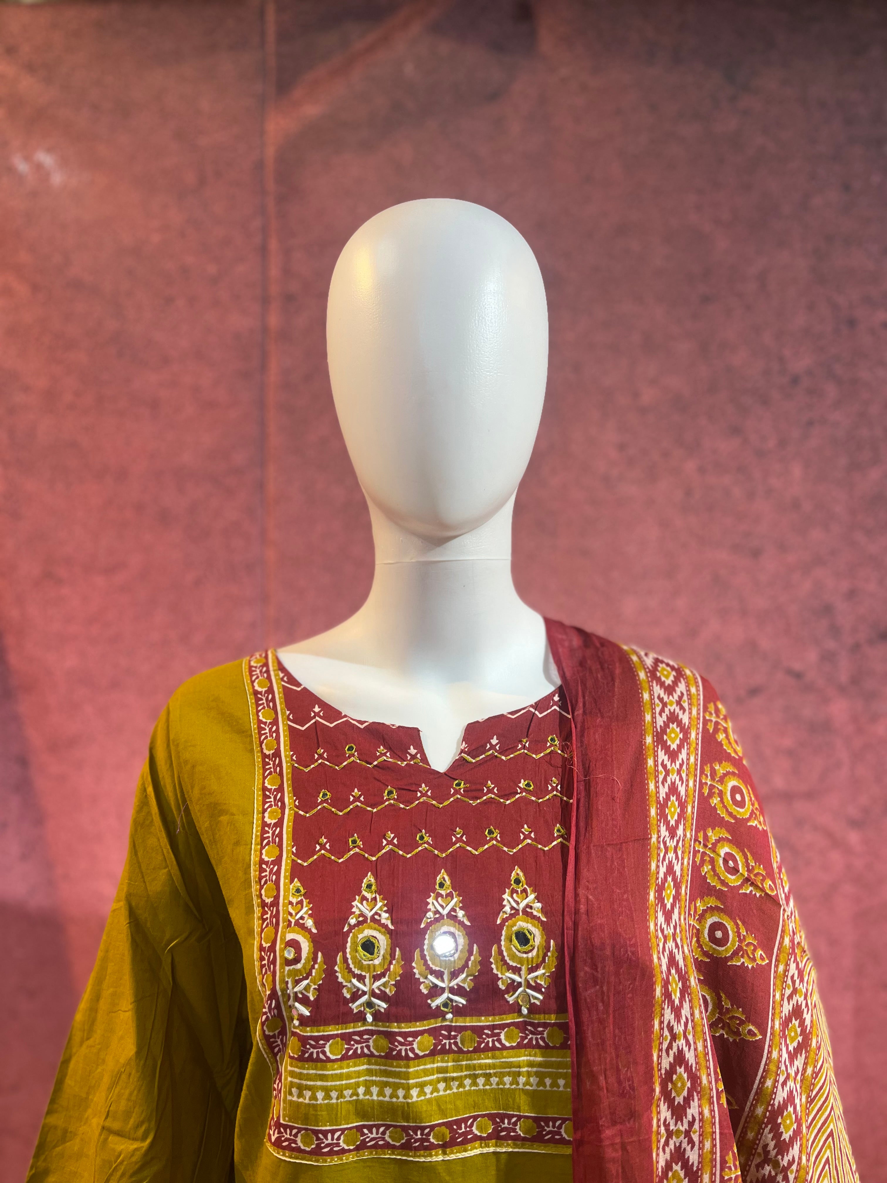 3-Piece Kurthi Set Kurthi  Bottom &amp Dupatta |TBS0035