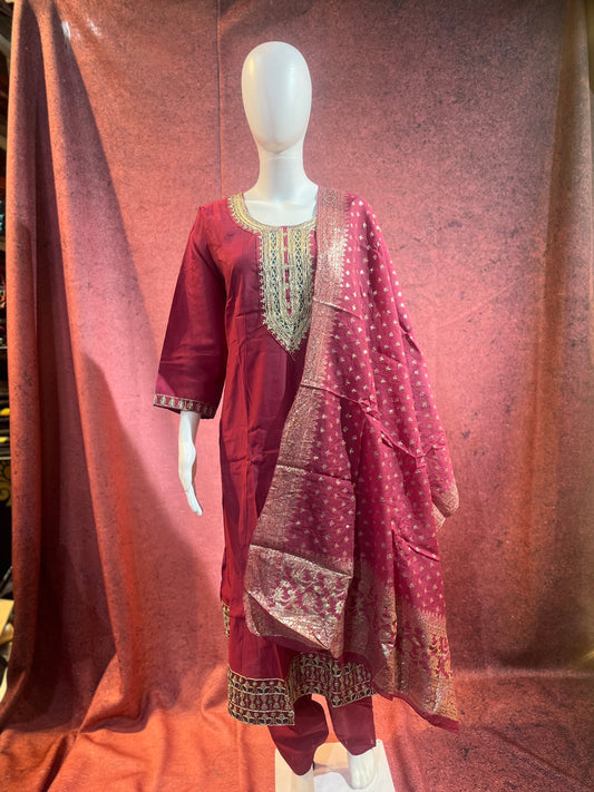 3-Piece Kurthi Set Kurthi Bottom &amp Dupatta |TBS0032