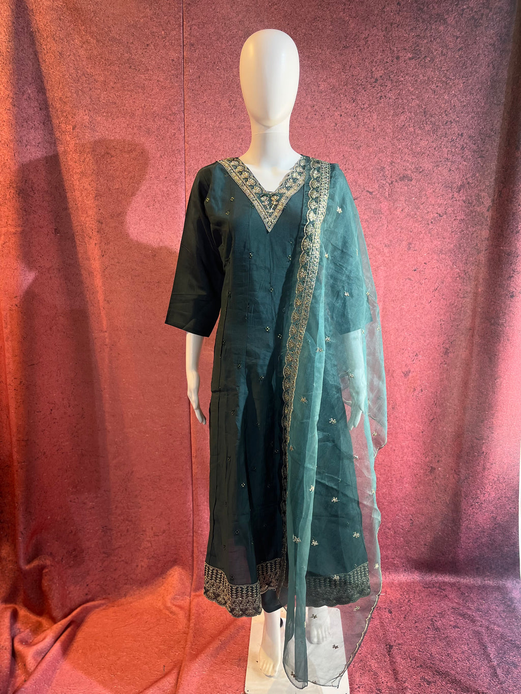 3-Piece Dress Set Top Bottom &amp Dupatta|TBS0027