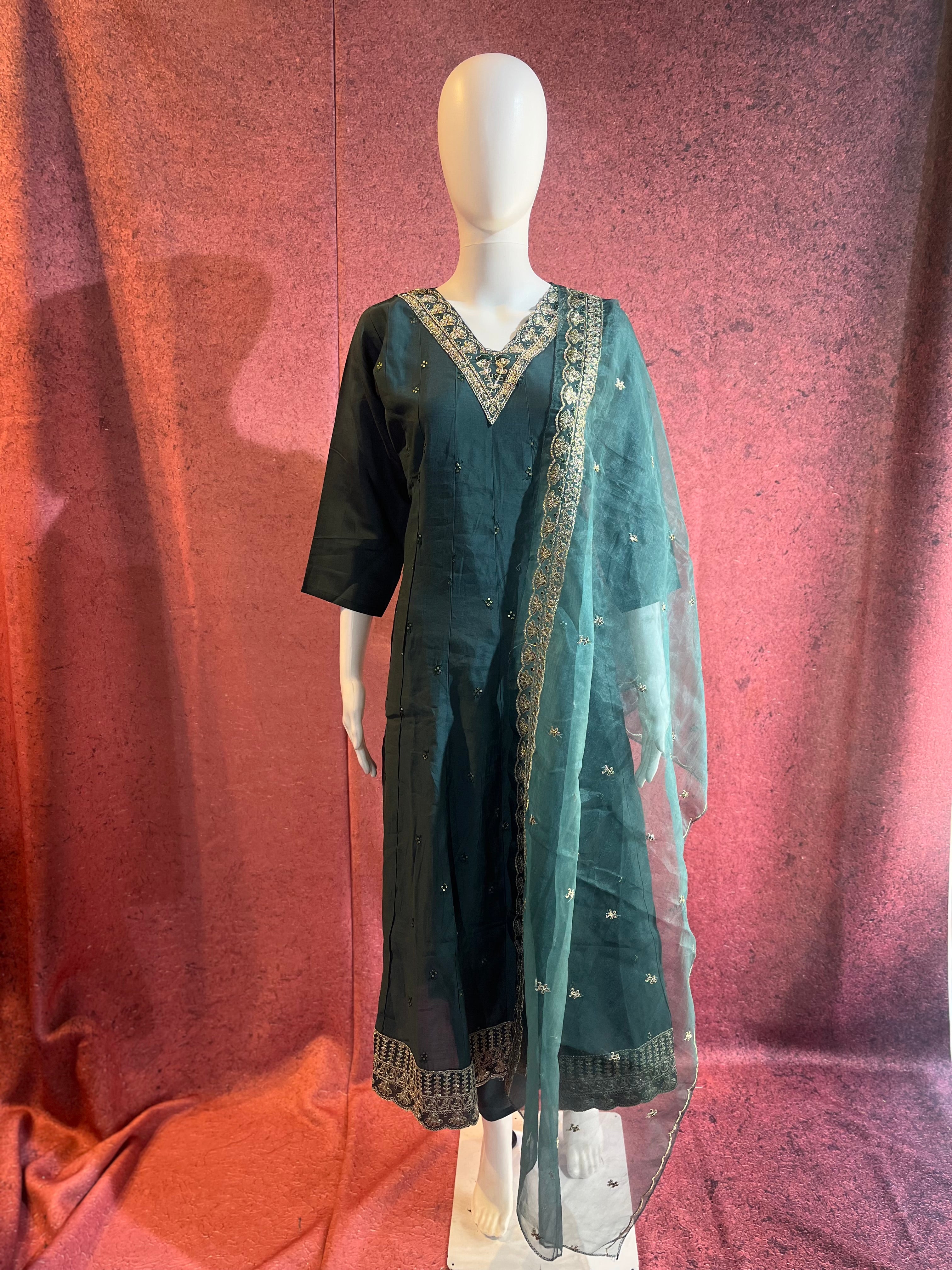 3-Piece Dress Set Top Bottom &amp Dupatta|TBS0027