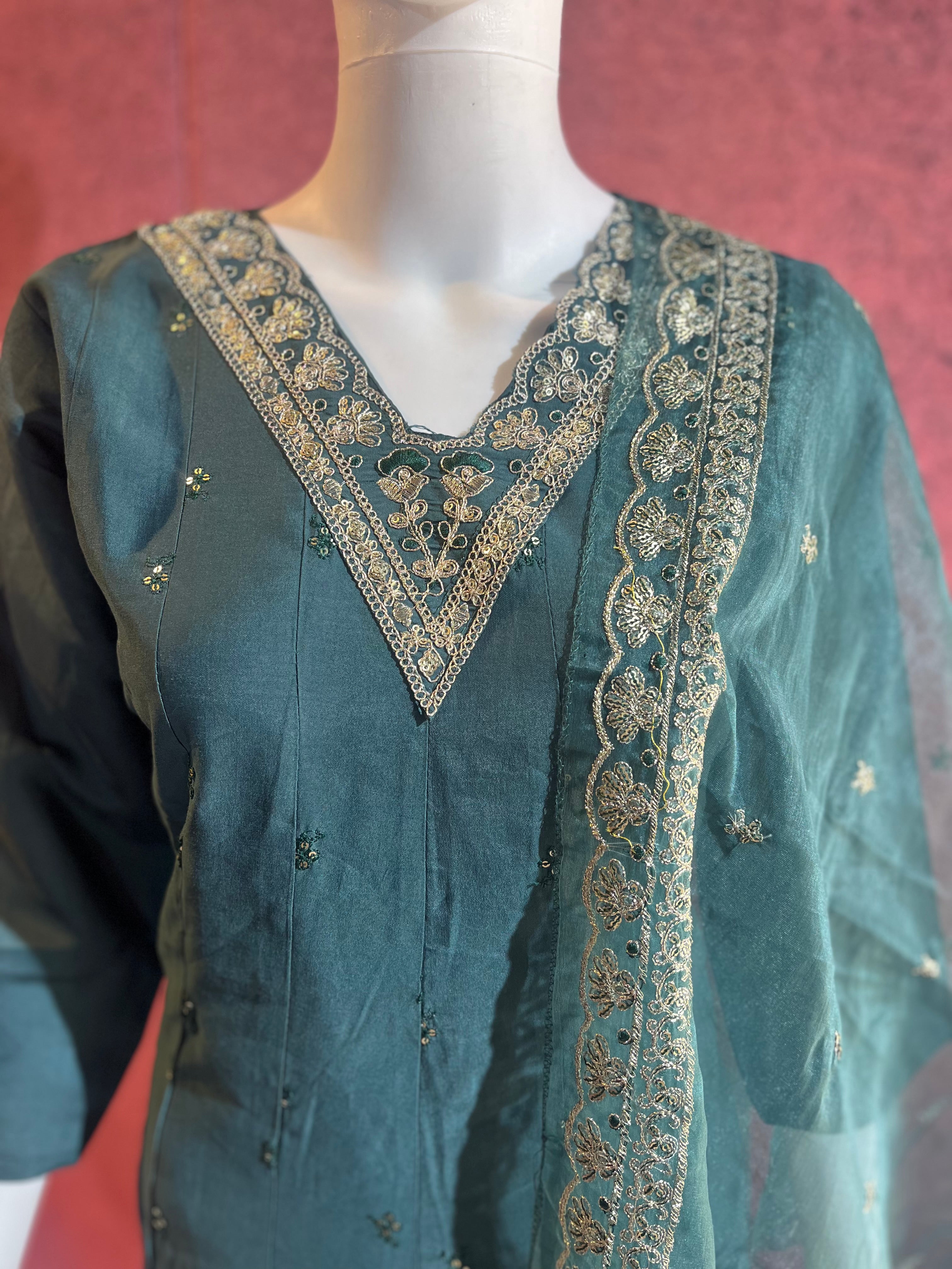3-Piece Dress Set Top Bottom &amp Dupatta|TBS0027