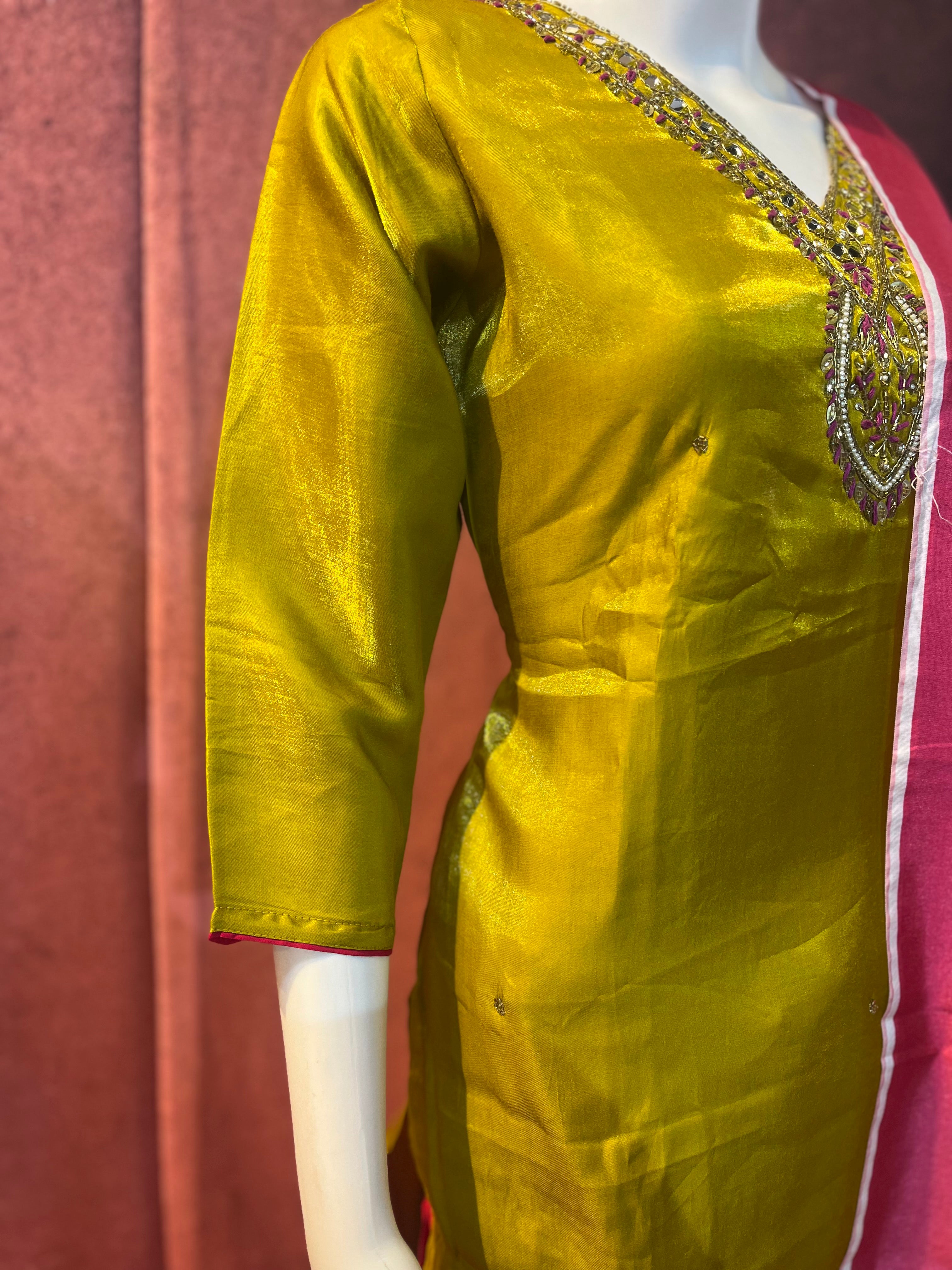 3-Piece Ethnic Set (Top, Bottom Shawl |TBS004